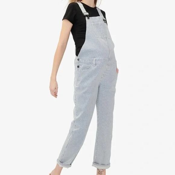 HATCH The Railroad Stripe Overalls Maternity Pregnancy Utility Jeans Size M - Picture 2 of 11